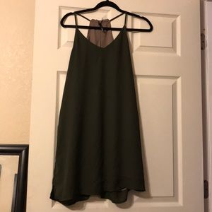 Sleeveless olive green dress